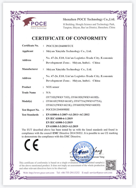 China Shiyan Xinyida Technology Co., Ltd. zertifizierungen